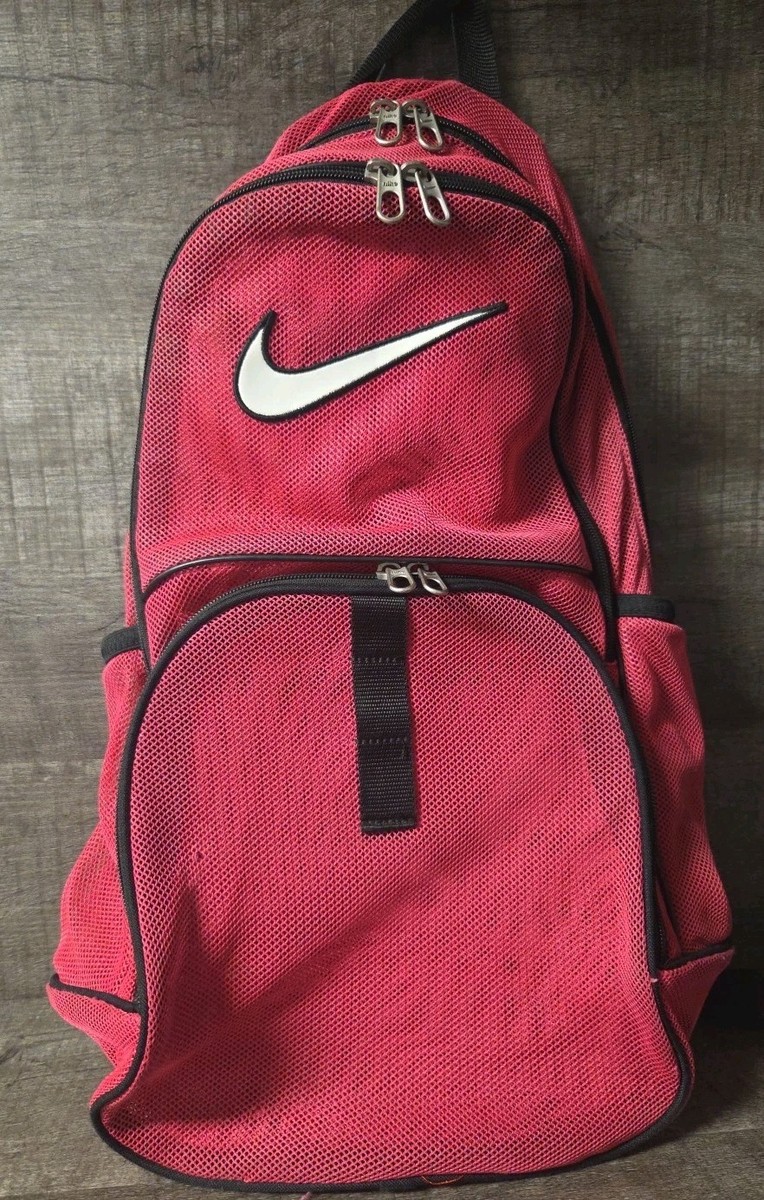 Nike Pink Mesh Backpack 18 x 12 brasilia see-thru hot pink bag