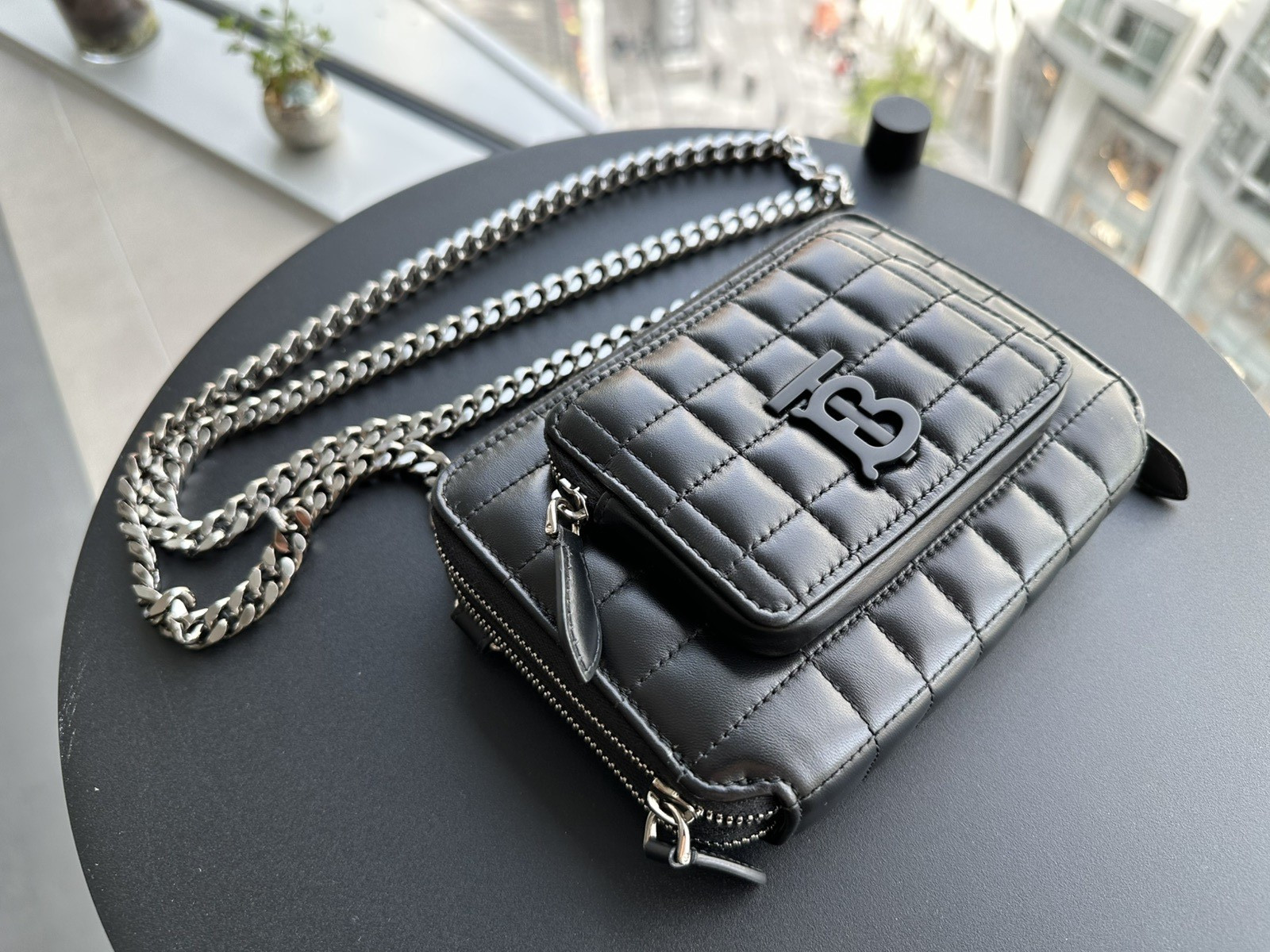 Burberry TB Leather Lola Shoulder Crossbody Bag Black Silver- MINT RRP £1100 image 6