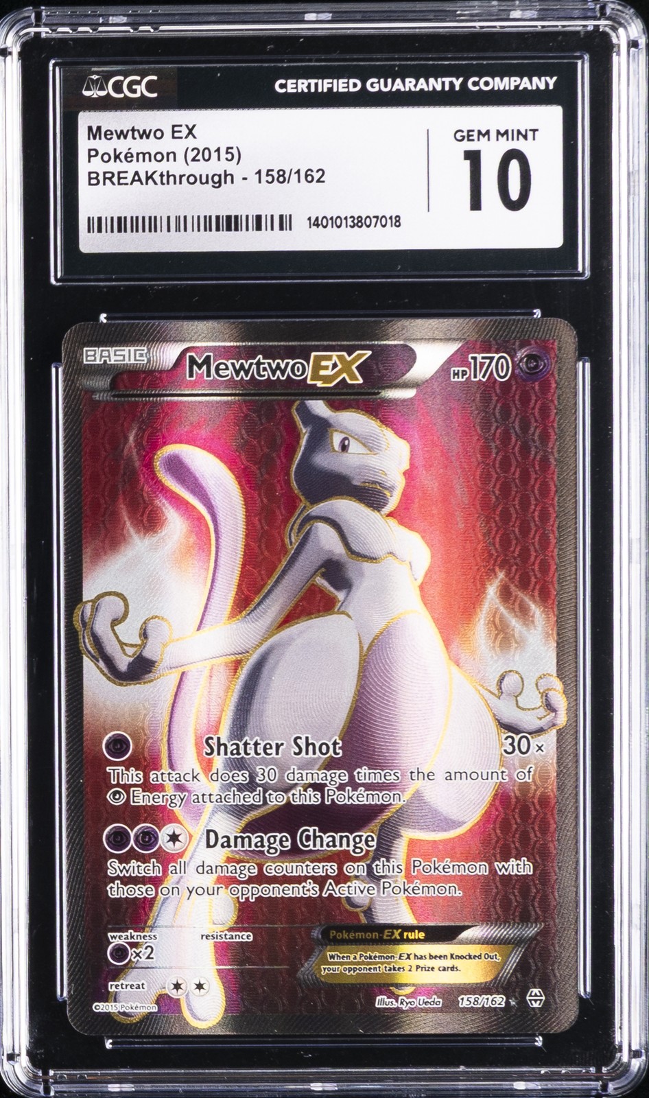 2015 POKEMON BREAKTHROUGH #158/162 MEWTWO EX CGC 10 GEM MINT