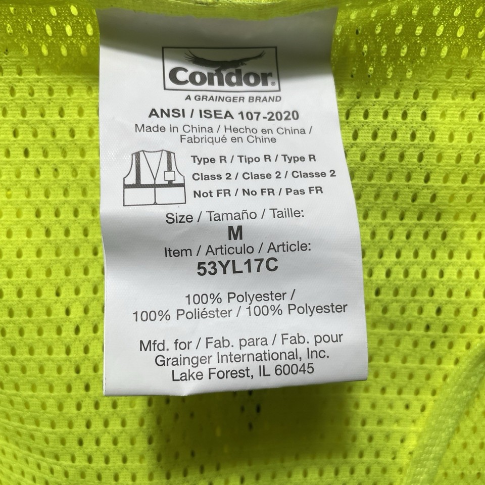 4 Condor 53YL17C High Visibility Vest Construction Yellow Type R Class ...