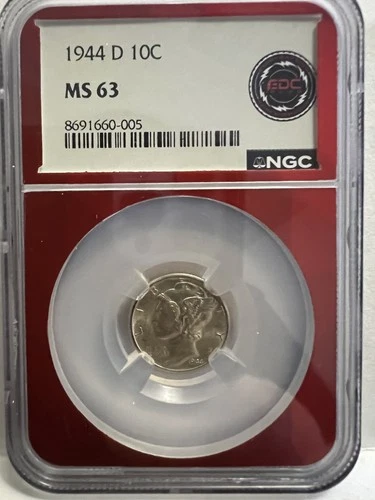 1944-D Mercury Dime NGC MS63 Silver 10C US Coin Denver Mint