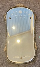 Antique Art Deco Etched Mirror 22  x 12  Exce...