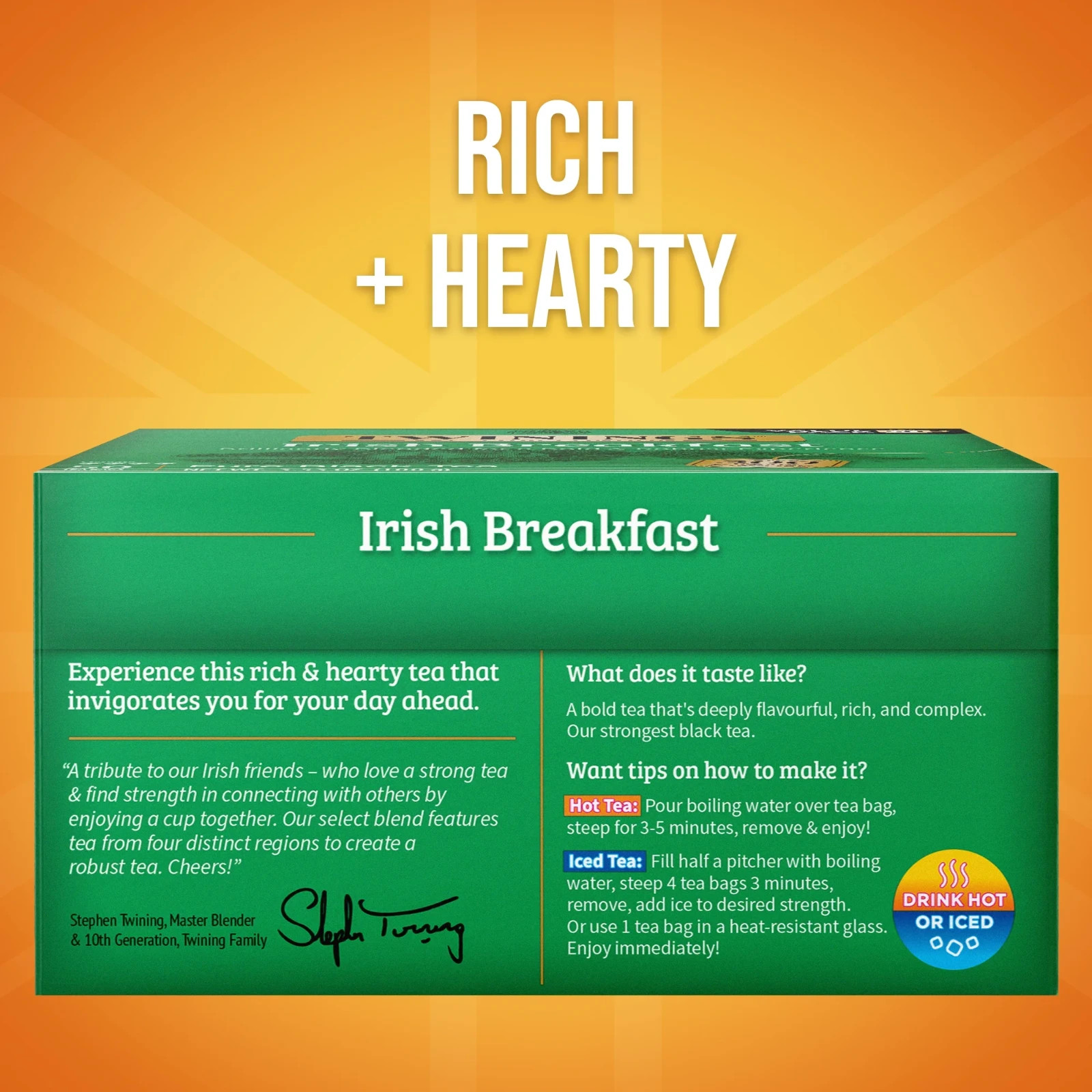 Twinings Irish Breakfast Robust Black Tea Bags, 50 Count Box