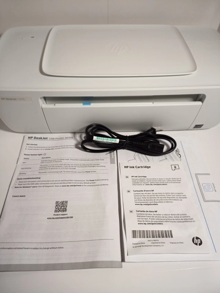 HP DeskJet 1255 Portable Color Inkjet Printer (White) Open Box Tested Working - Image 3 of 4