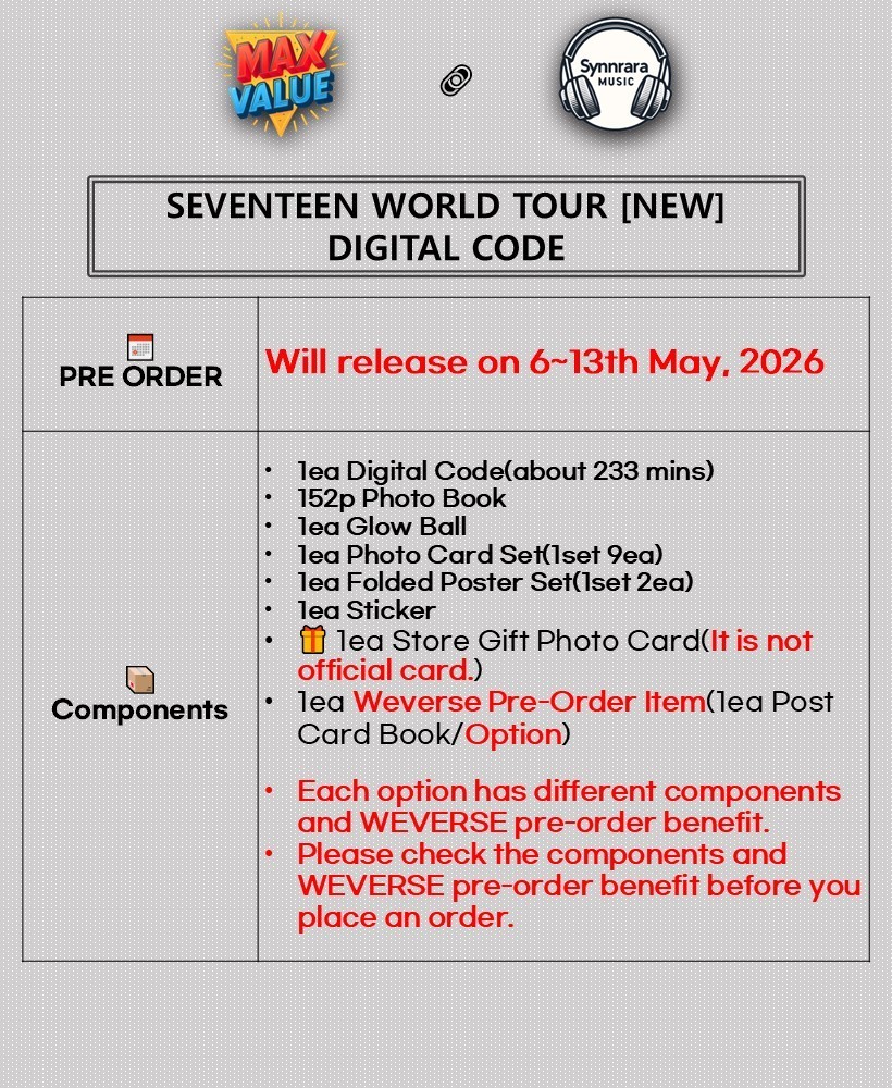 SEVENTEEN WORLD TOUR [NEW] DIGITAL CODE/D.Code+Photo Book+etc+