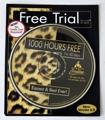 AOL America Online 6.0, Leopard Print, Black/Gold, 2000, 1000 Hours Free