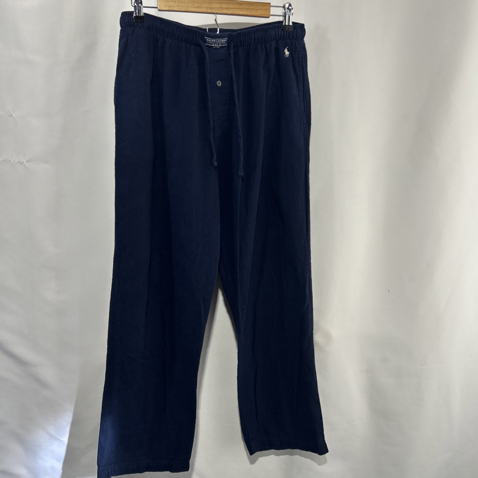 Vintage Polo Ralph Lauren Navy Blue Pajama Pants Mens Size M Sleepwear Flannel