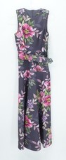 Melanie Dress Womens 2 Gray Floral Sleeveless Belted Boho Chic Casual