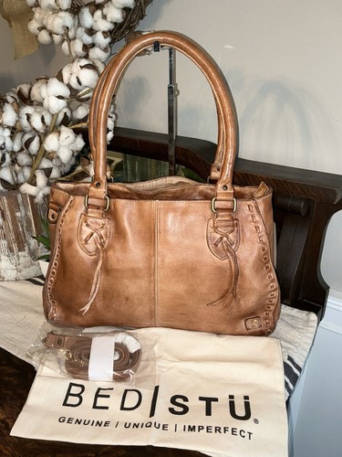 NWT Bed Stu Rockababy Leather Satchel Crossbody Shoulder Bag Tan Rustic $295