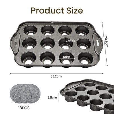 12 Mini Bake Cheesecake Cup Cake Tray Non Stick Muffin Cupcake