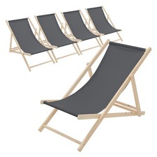 Lot de 5 chaises longue de jardin bain de soleil anthracite bois de pin 120 kg