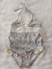 NWT eberjey Girl's Surf Spray Luna One Piece Halter Swimsuit Size 4 