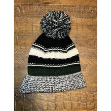 Sport-Tek Kids Pom-Pom Beanie Black White Green Winter Cozy Casual Outdoors