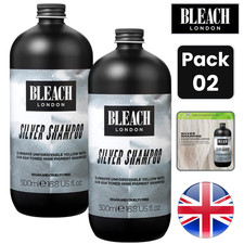 Bleach London Silver Shampoo Neutralises Yellow Tones 500ml - Pack of 2 9.99 per litre