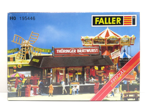Casa de salchichas, puesto de feria, sin construir, 1:87, Faller H0, 190957, embalaje original laminado, FH | Condition: Neu