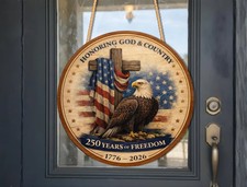 USA 250th Anniversary Patriotic Wall Sign with Rope