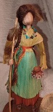 Iroquois Corn Husk Doll Hand Made Signed Ellen S. Goode Dated 2003
