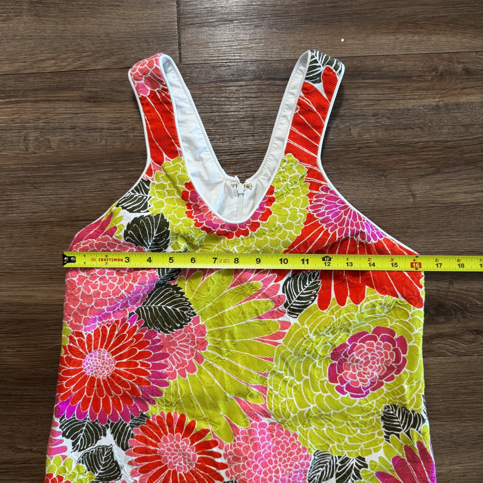 Trina Turk Demuth Dress Womens Size 8 Floral Pink Multicolor V Neck Mini Zipper