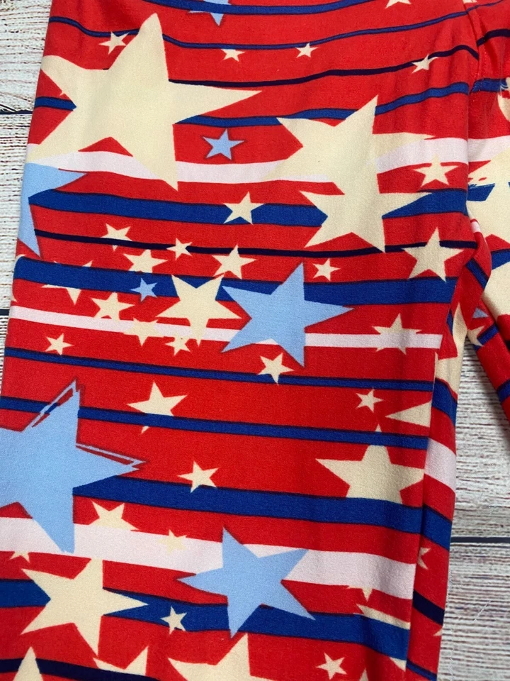 Leggings Lularoe Estrellas Rayas Rojo Blanco Azul Mujer Talla Única OS Patriótico D62 Foto 3 de 4