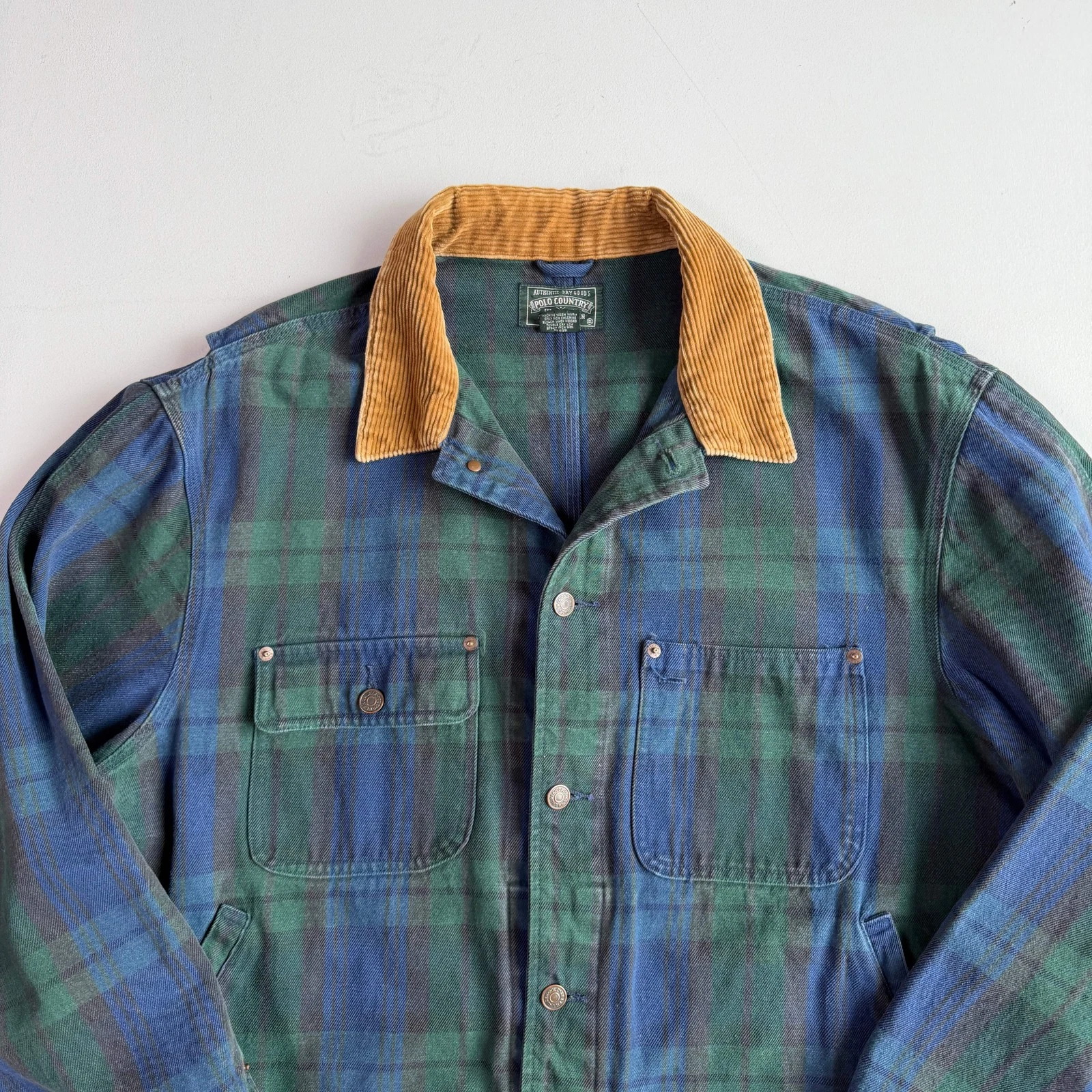 VNTG Ralph Lauren Polo Country (XL) Black Watch Denim Western Trucker Jacket - product detail image 7