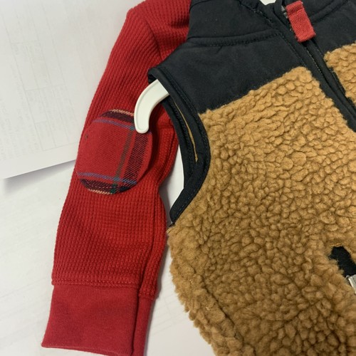Carter's TAN/NAVY/RED Infant Boy's 3-Piece Little Vest Set, US 6 Months Sh23 - Picture 3 of 8