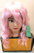 14" Womens Cosplay Wig Long Curly Wavy Pastel Pink Costume Anime Halloween Fun