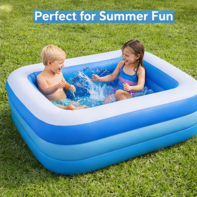 Play Day 3-Ring Inflatable Kids Toddler Swimming Pool Outdoor Swim 51''