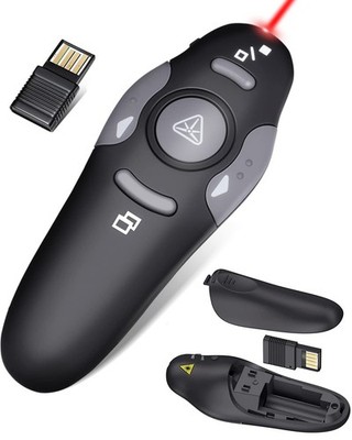 Wireless Presentation Clicker for PowerPoint Presentations, USB Dongle Gray 