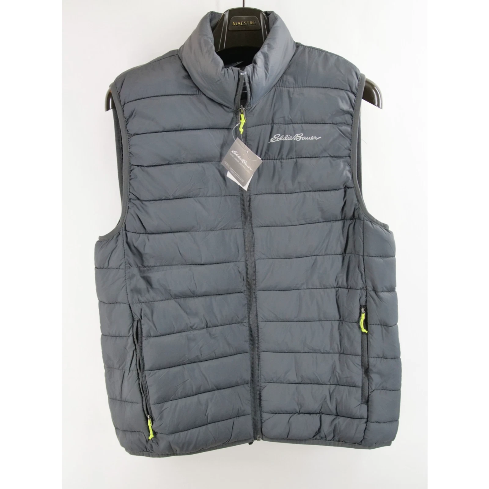 Eddie Bauer Altitude Vest NWT Men’s M Gray Puffer Gillet Full Zip Jacket