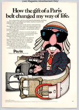 Paris Leather Fashion Belt Cartoon Promo Vintage 1972 Advertisement