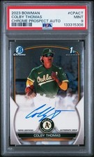 Colby Thomas 2023 Bowman #CPACT 1st Auto PSA 9 Athletics