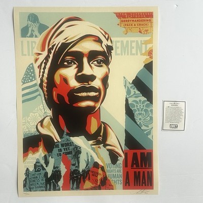 Shepard Fairey OBEY 18x24 I AM A MAN Signed/ Numbered Silkscreen