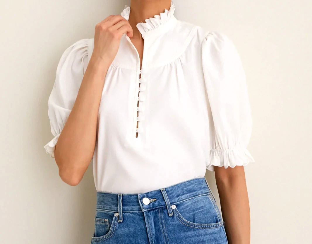 Tuckernuck Pomander Place women top size XS white Selena blouse NEW with tags