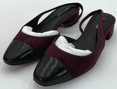 Veronica Beard Cecile Women's Size 6 Acai/Black Suede Slingback Flats NIB