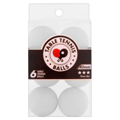 Best Brands Three Star 40mm Official Table Tennis Balls, 6-Count, White
