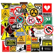 Warning Stickers Danger Banning Skateboard Fridge Guitar Laptop Motorcycle Toy