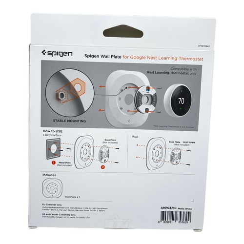 Spigen Wall Plate for Google Nest Learning Thermostat ONLY Matte White - Picture 2 of 3