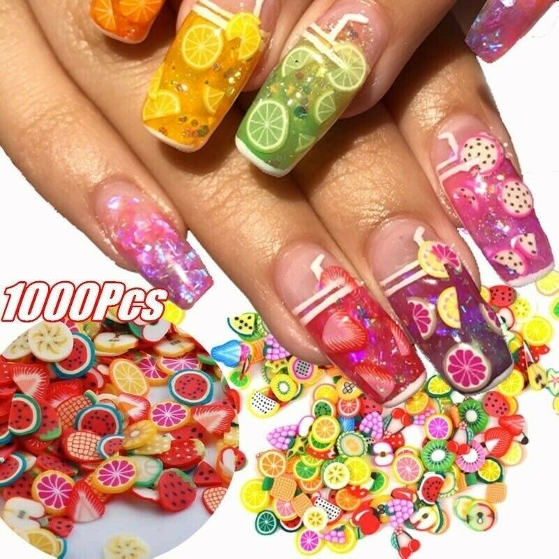 Lot De 1000 Stickers 3D Ongles - Pâte Fimo, Tranches D'argile Polymère, Motifs Fruits Et Nature