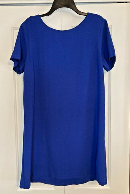 Bobeau Dillard's Sapphire Blue Poly Blend Knee Length Dress Fancy Back L