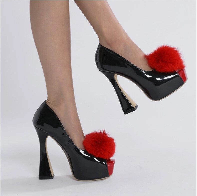Heels with sale fur ball