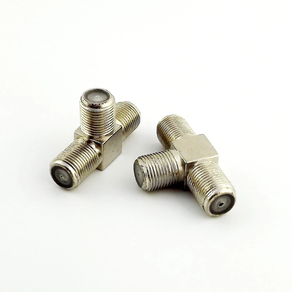 10pcs F Female To Two Dual F Female Jack Triple T RF TV CCTV Adapter Connector - Image 2 of 4