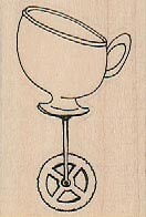 Wheeled Cup 1 1/2 x 2" Rubber Stamp, Cup Stamp, Food/ Drink Stamp