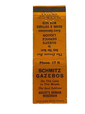 SCHMITZ GAZEBOS Matchbook Matchcover - BAILEY'S HARBOR, WISCONSIN