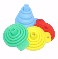 6 X Small Silicone Collapsible Foldable Silicon Kitchen Funnel Hopper Practical