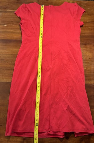 New York & Co Red Side Ruffle Sheath Dress W/ Slimming Magic Crepe Stretch Sz XL - Picture 8 of 9