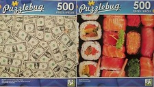 500 Pc Jigsaw Puzzles Dollar Bills  Penny or Sushi 18.25  x11  1 Puzzle/Pk s83