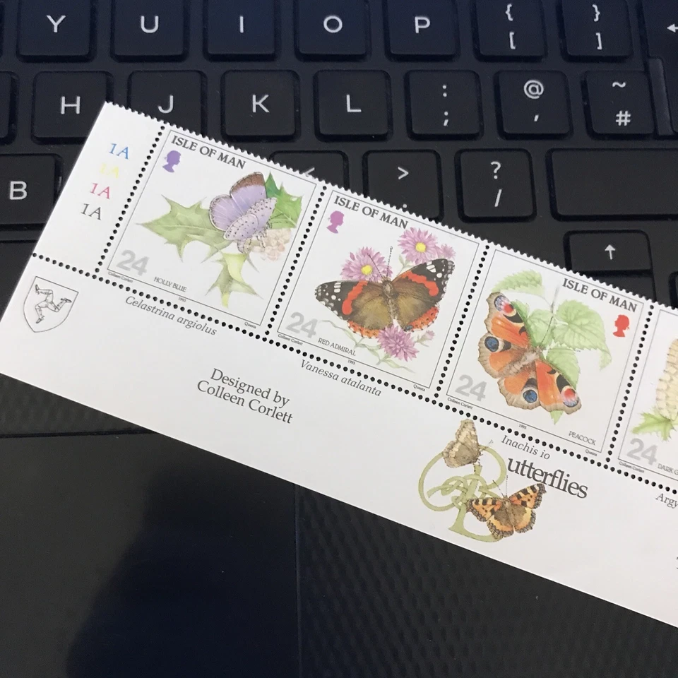 Isle of Man Mint 1993 SG573-577 Butterflies MNH Mint Strip Of 5 WCP WITH MARGINS - Image 2 of 3