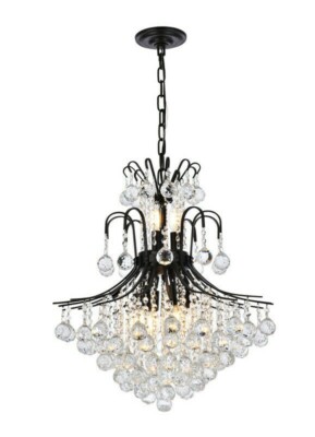 Crystal Chandelier 11 Light Fixture Pendant Black Foyer Dining Room Kitchen 22''