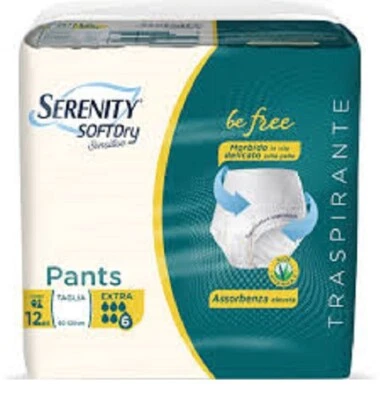PANNOLONI A SLIP SERENITY PANTS SENSITIVE EXTRA 96 PEZZI (8 confezioni da 12 )
