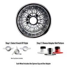 14x7 Reverse 72 Spoke Cross Lace Lowrider Wire Wheel Cap Adapter Single